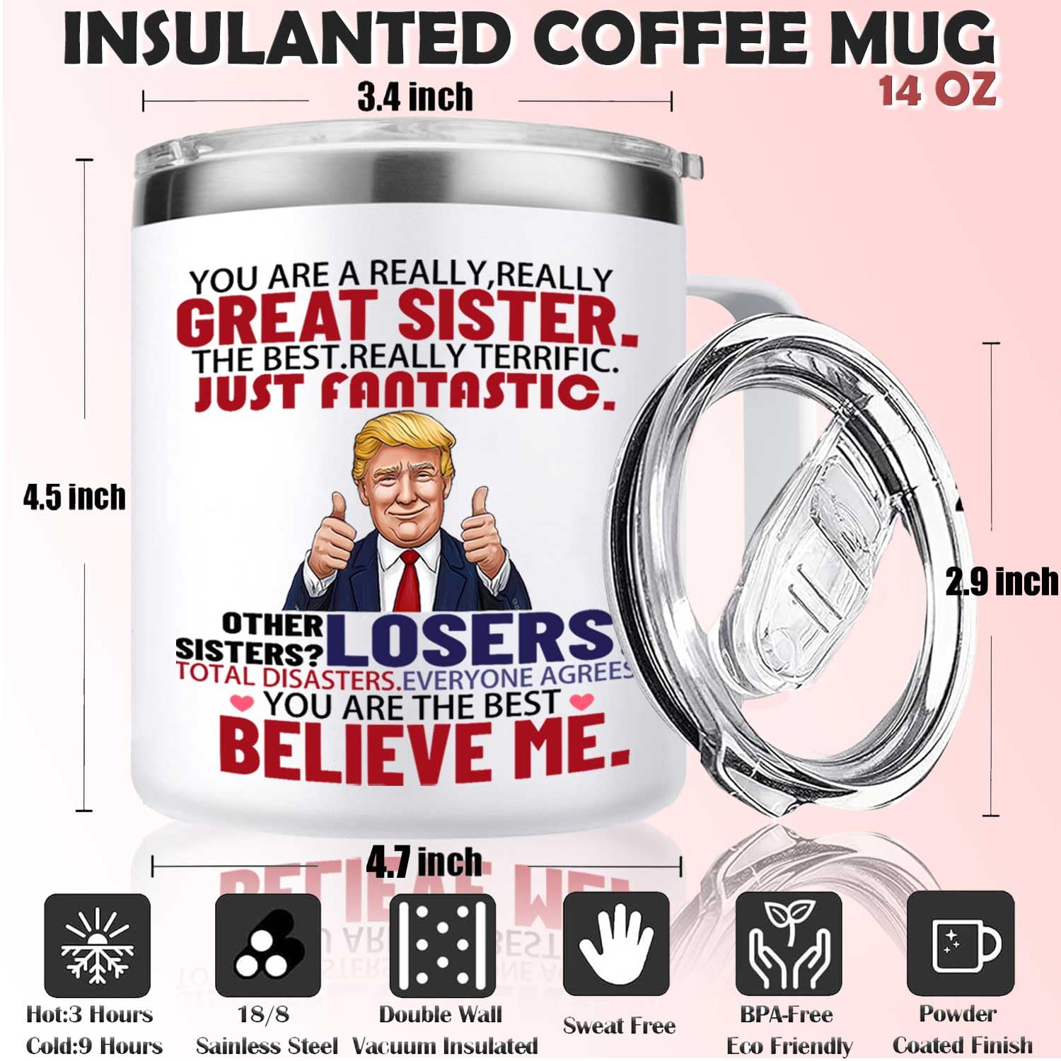 Taza NIAEIAIE para regalo de hermana, ideal en navidad o cumpleaños.