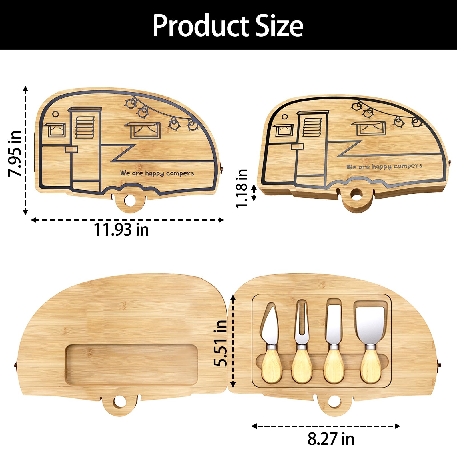 Nianjida kit cuchillos charcutería bambú, práctico para picoteos en casa o viaje.