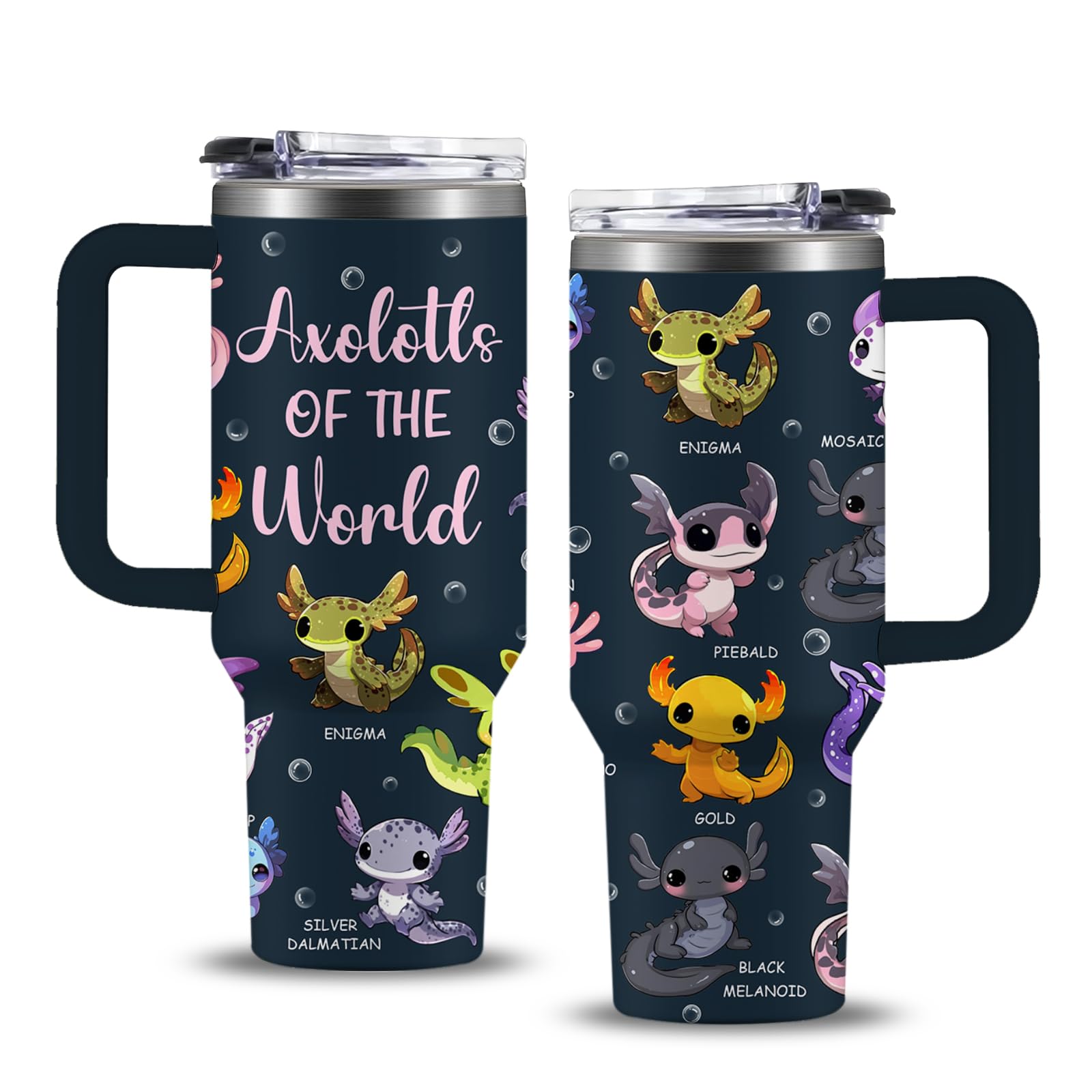 NIAXAUYT Axolotls del Mundo: taza 40oz con paja para llevar bebidas frías o calientes
