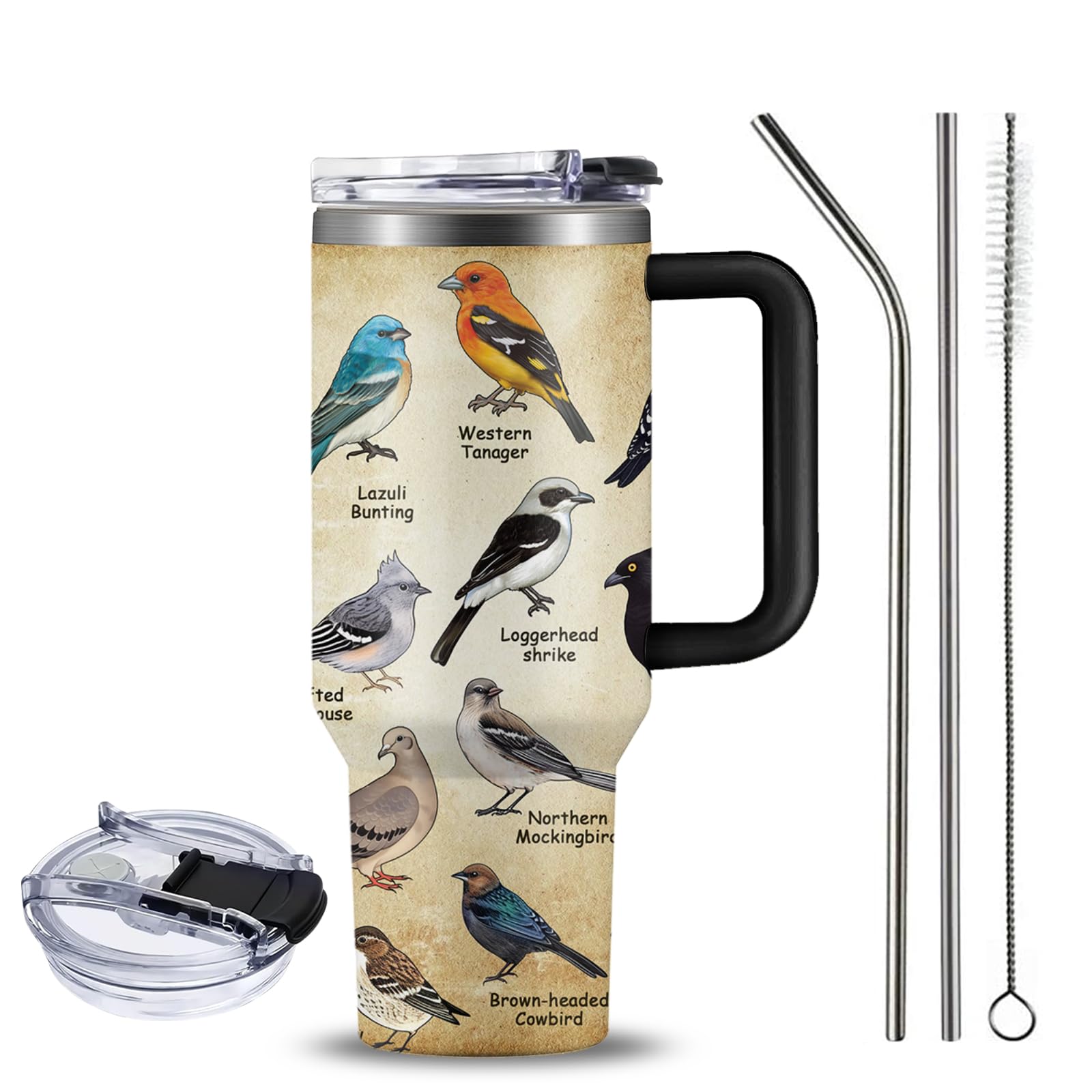NIAXAUYT Taza aves jardín con dibujo, ideal para observar aves.