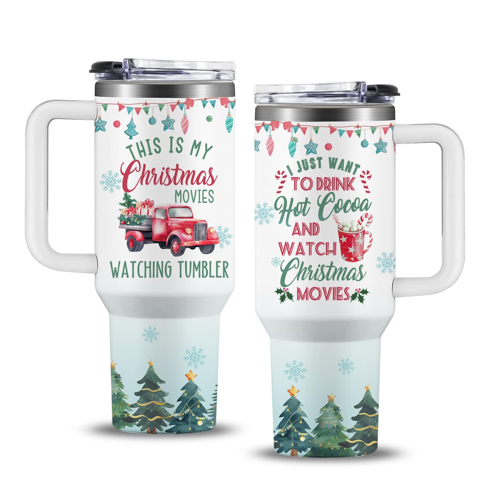 NIAXAUYT taza navidad con mango y pajillas mantiene bebidas a temperatura adecuada