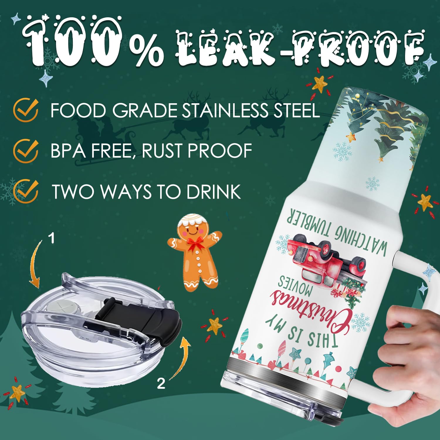 NIAXAUYT taza navidad-manija comoda grip ofrece agarre seguro