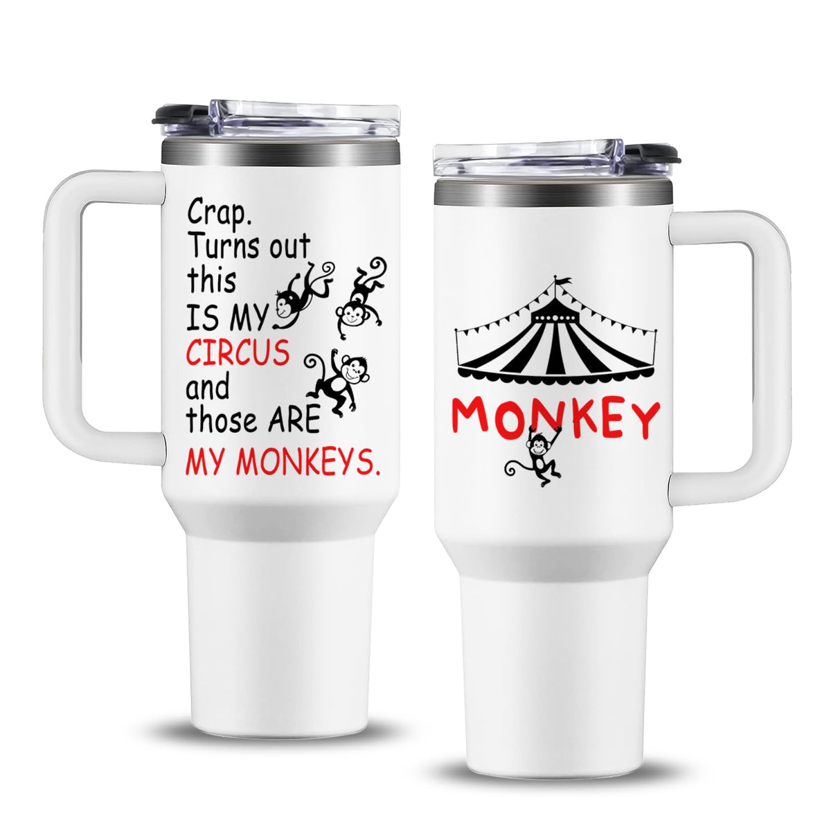 NIAXAUYT taza termica Circus Monos 40 onzas para bebidas calientes o frías