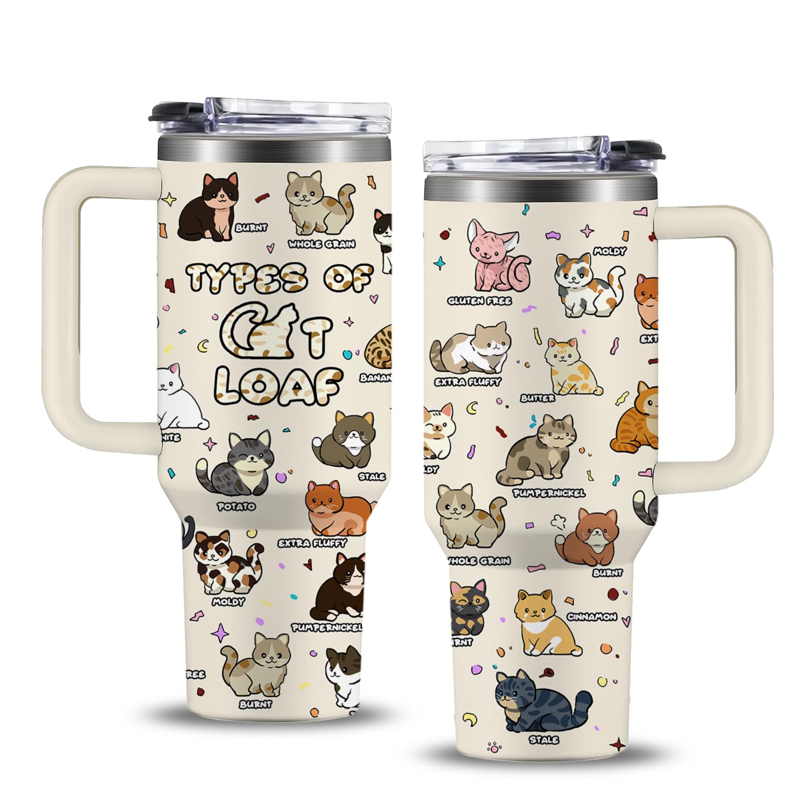 NIAXAUYT taza termo gato 40oz con mango ergonómico, ideal para llevar.