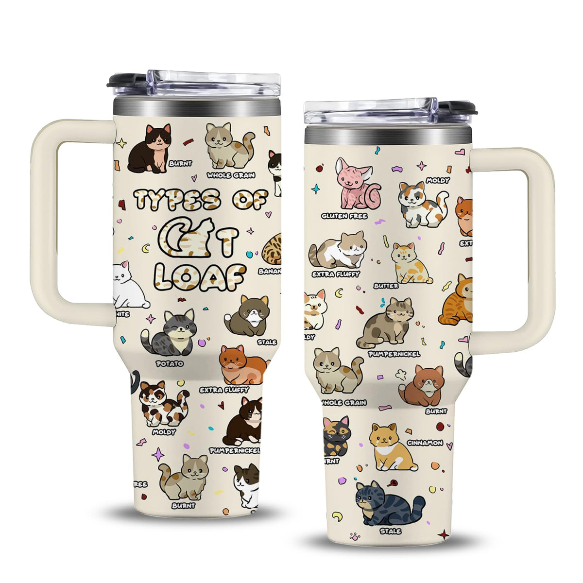 NIAXAUYT taza termo gato 40oz con mango ergonómico, ideal para llevar.