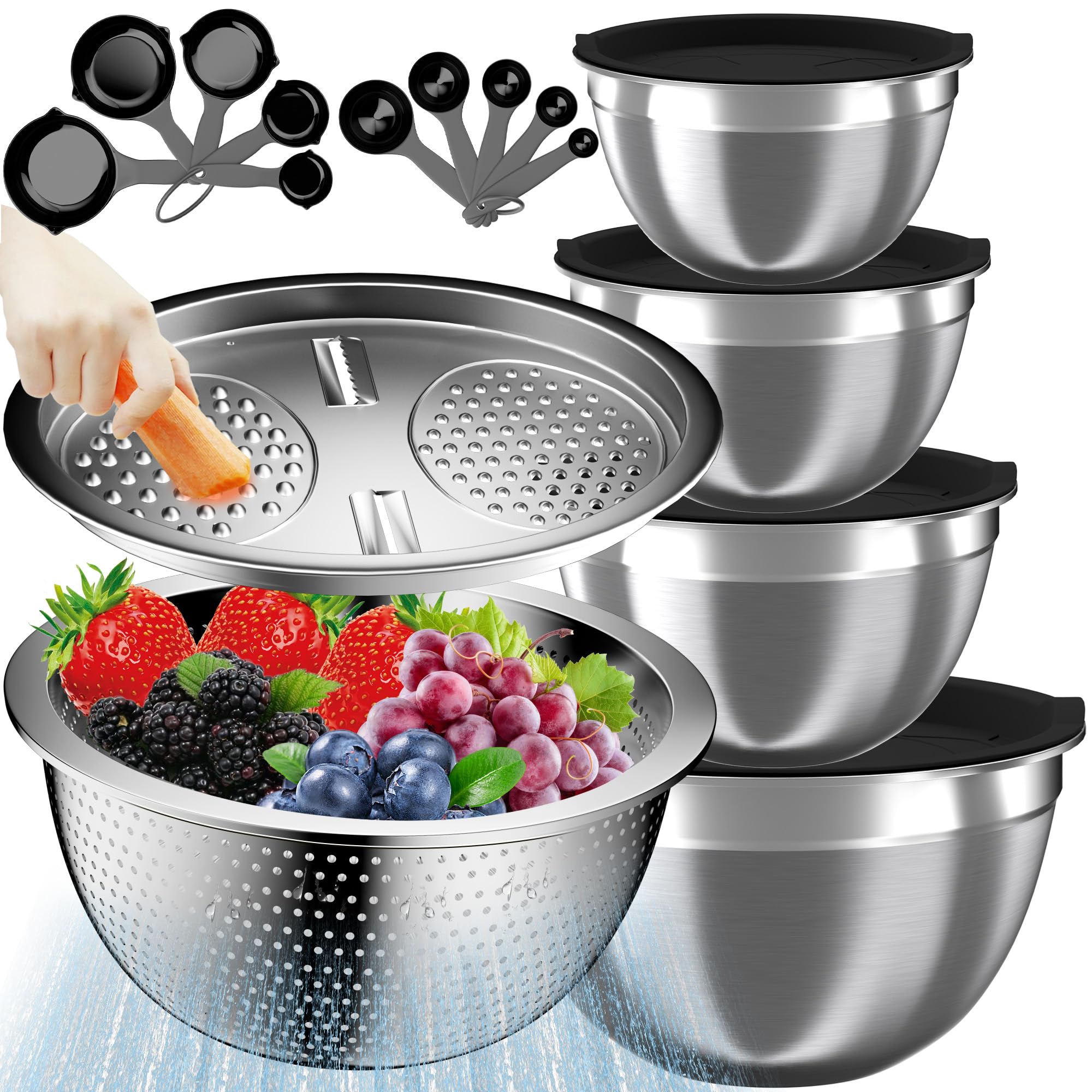 Nicdiet juego de tazones con tapas para almacenar y refrigerar.