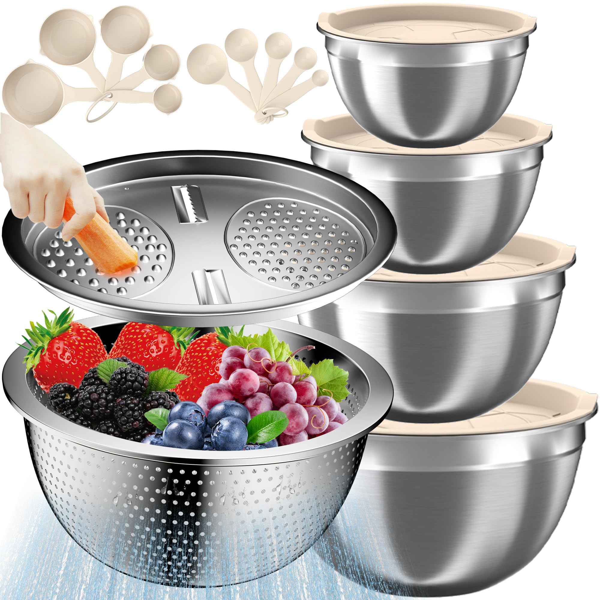 Nicdiet tazones para mezclar con tapas, ideal para almacenar ingredientes.