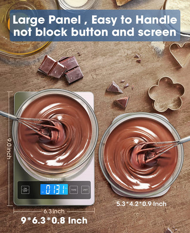 Nicewell Food Scale con gran pantalla LCD para lectura rápida en varias unidades.