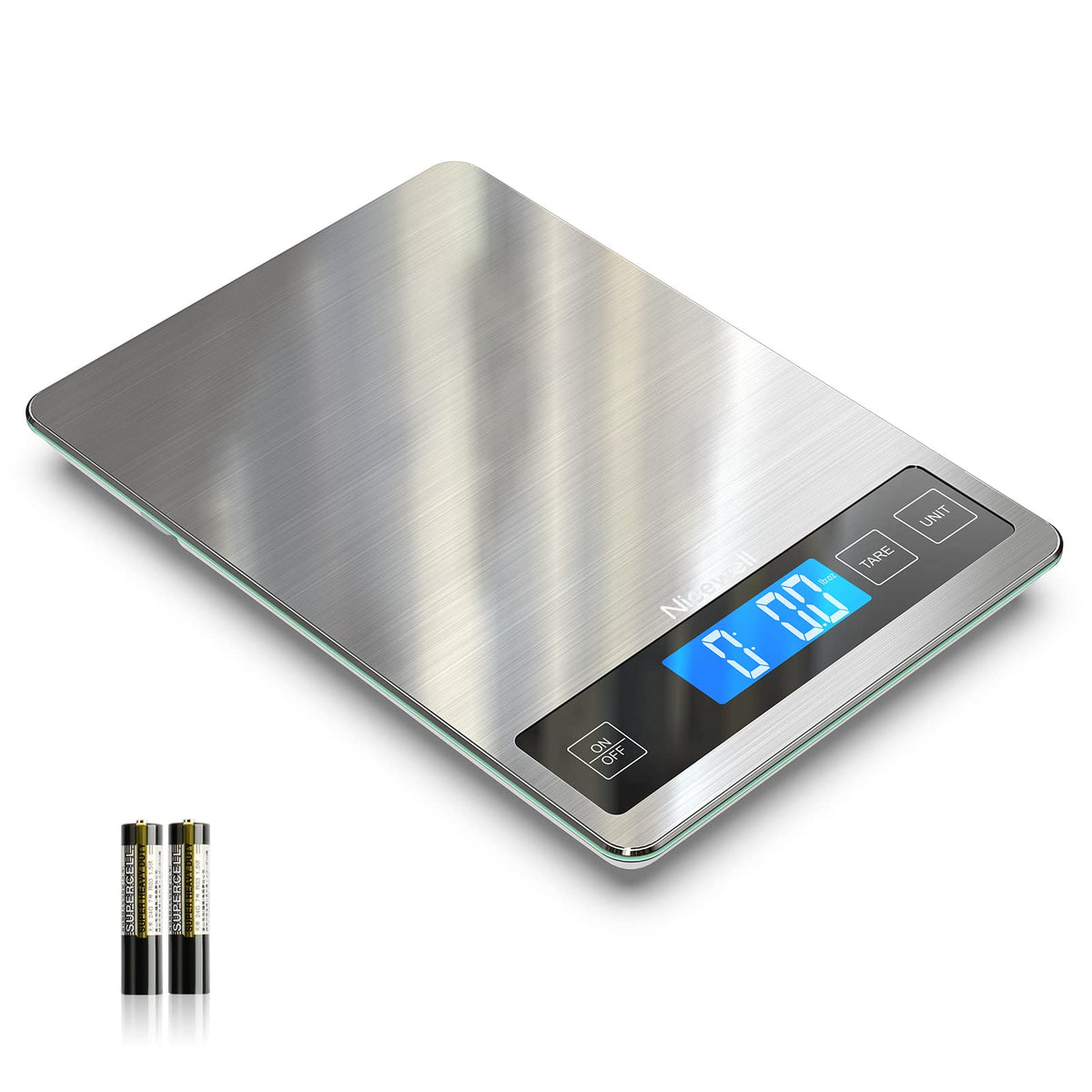 Nicewell Food Scale con plataforma 9x6 para medir ingredientes con precisión.