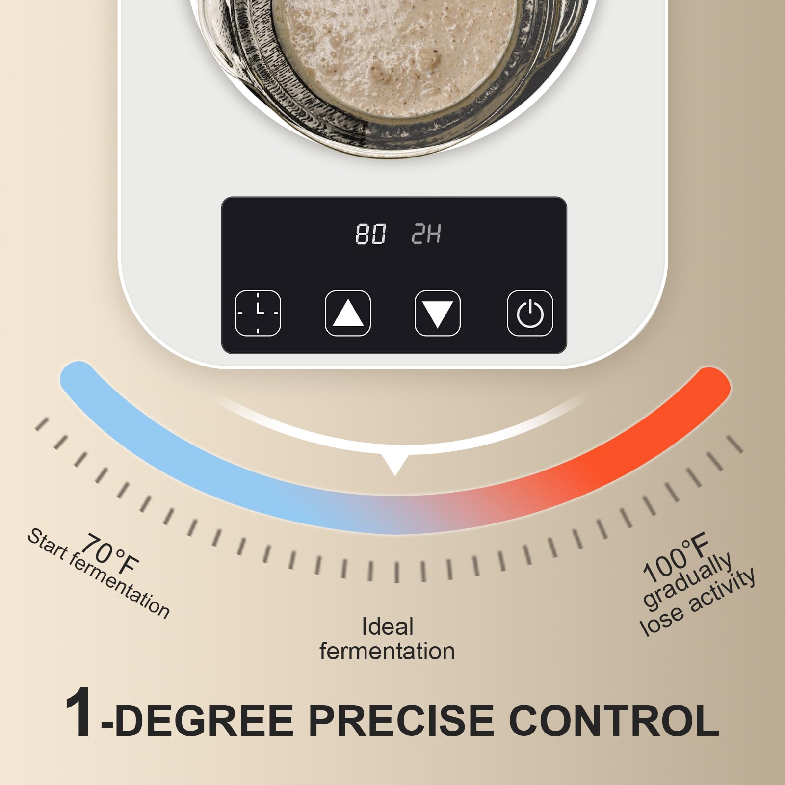 NICOFPHY control preciso 1°F con perilla para ajustar fermentación.