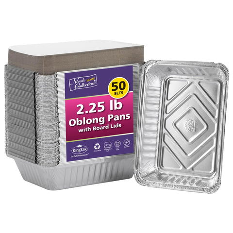 Bandejas de aluminio Nicole Home Collection con tapa de 50 unidades, ideales para hornear y transportar.
