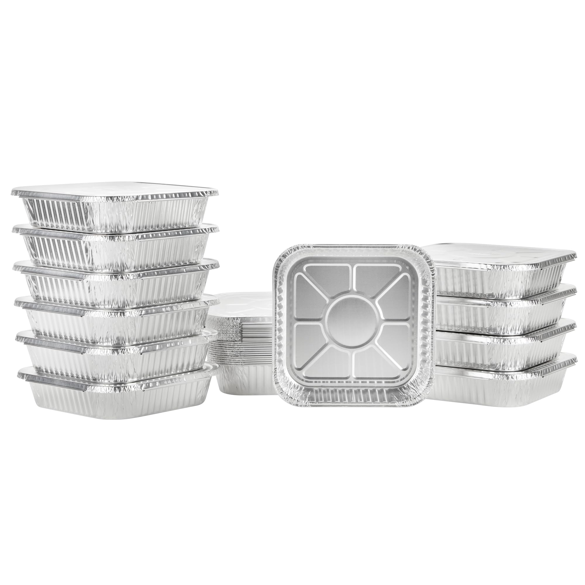 Nicole Home Collection: bandeja aluminio 8x8 con tapa, reciclable para fiestas.