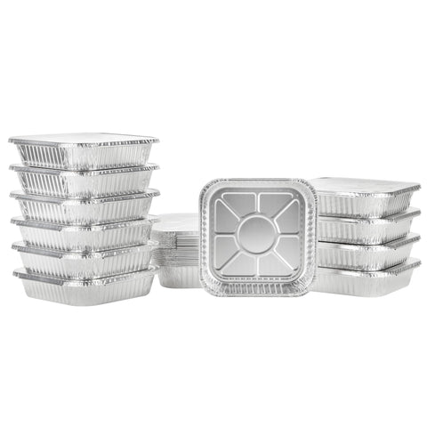 Nicole Home Collection: bandeja aluminio 8x8 con tapa, reciclable para fiestas.