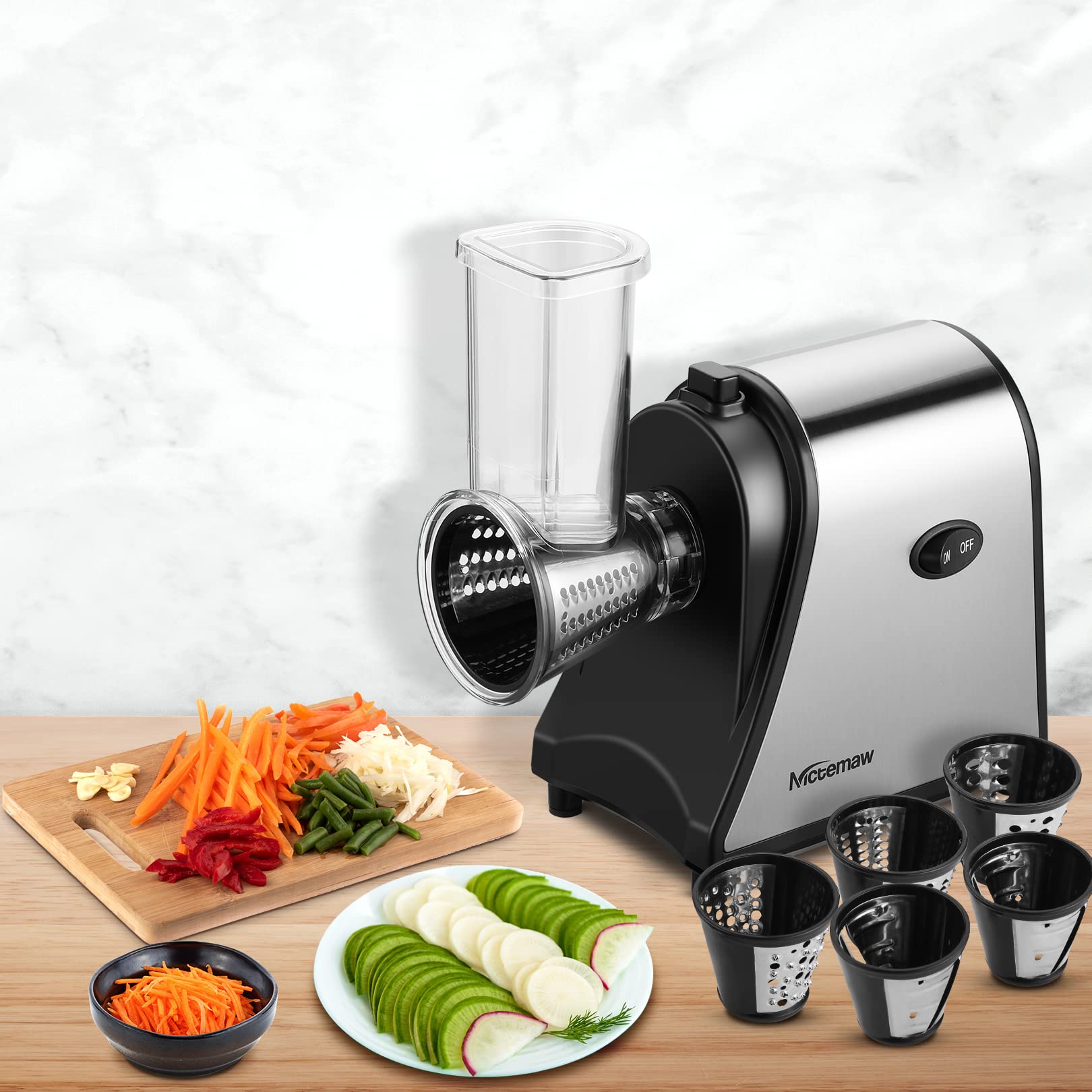 Nictemaw rallador eléctrico, diseño compacto en la encimera para cocina ordenada