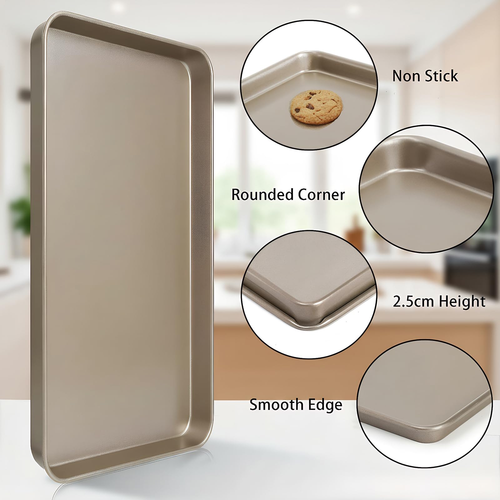 Nicunom bandeja con bordes elevados para contener jugos sin derrames.