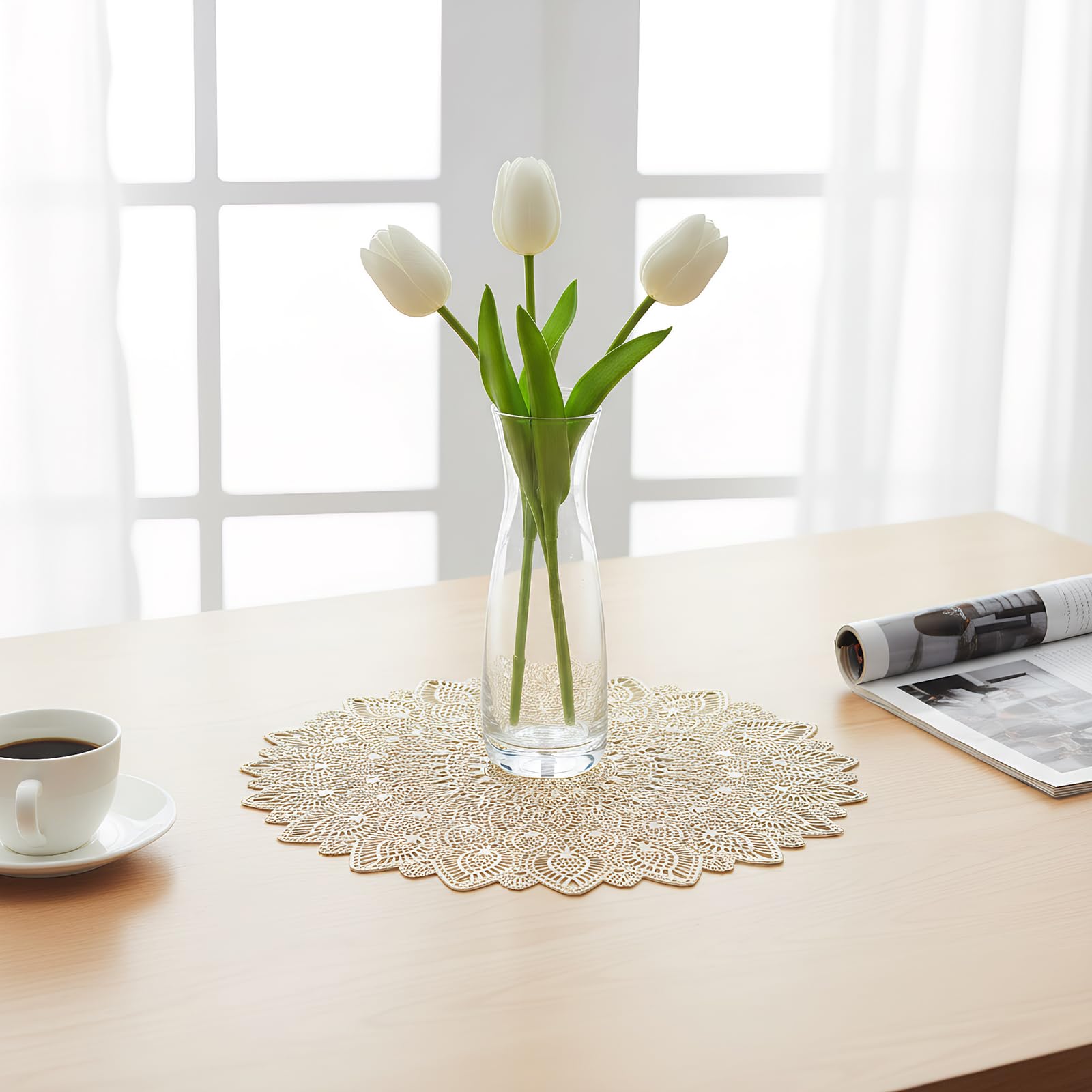 Nicunom salvamanteles dorados con diseño decorativo para acentos de mesa elegantes.