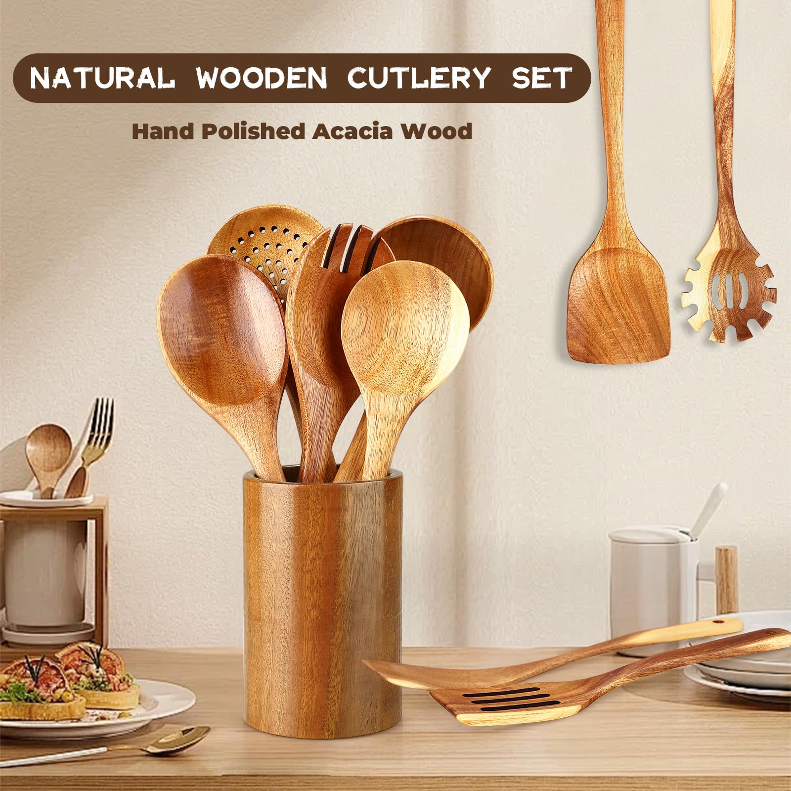 Nicyho spurtles de madera para sartenes antiadherentes sin rayar.