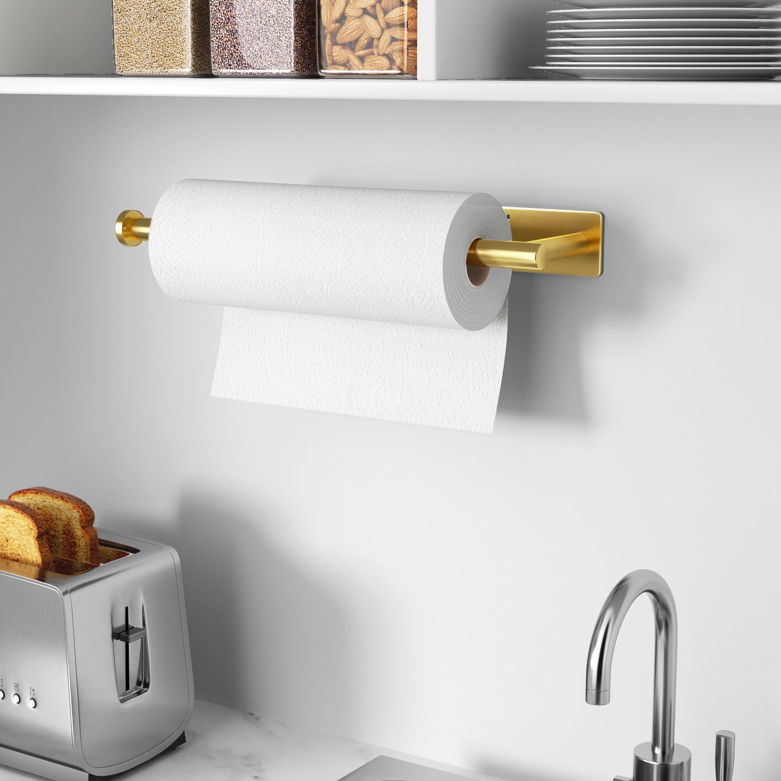Accesorio de papel toalla Niffgaff dorado para uso multifuncional.