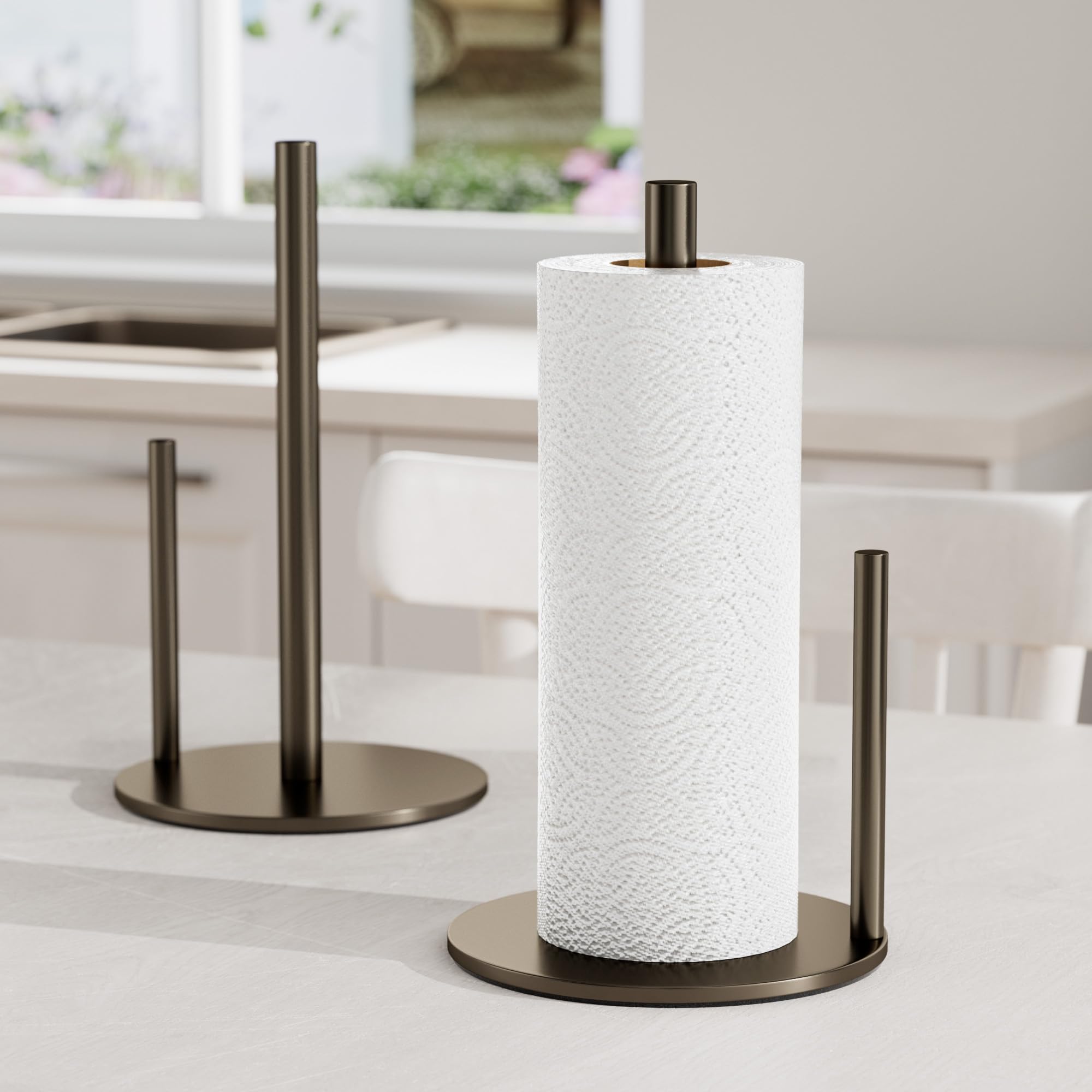 Niffgaff porta-papel bronce envejecido, conjunto práctico para encimera organizada.
