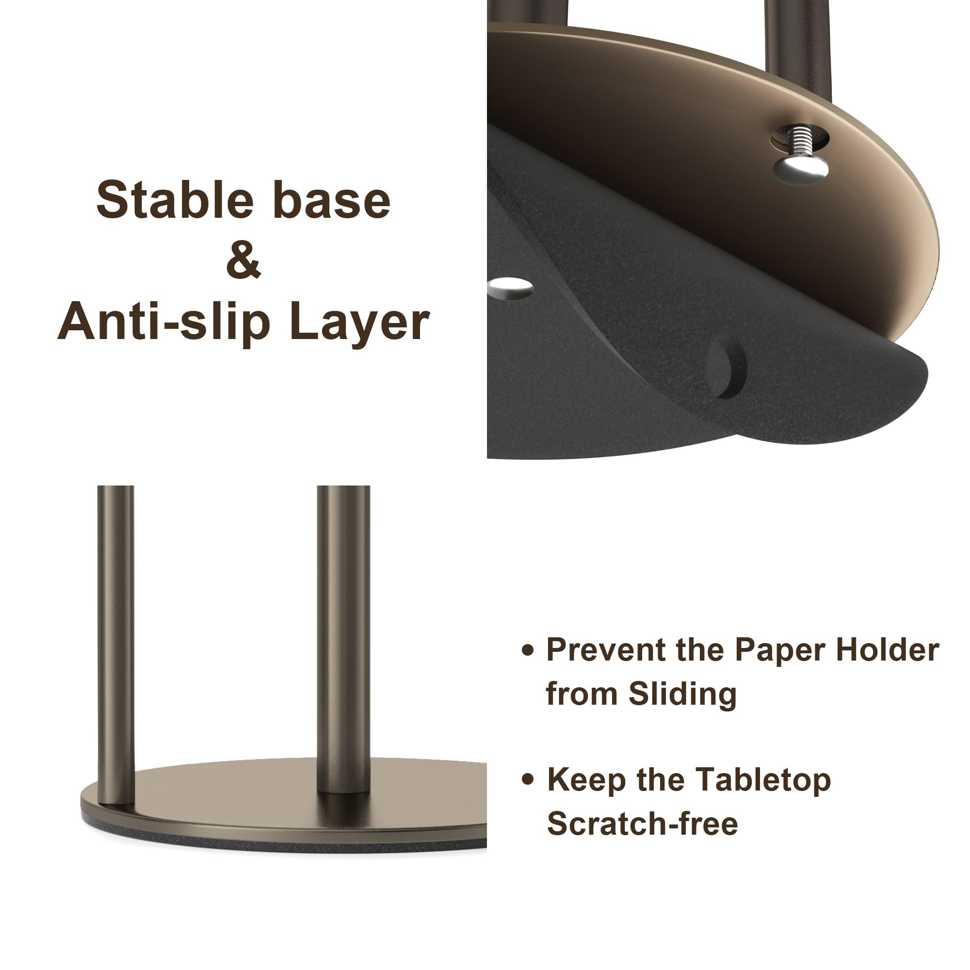 Niffgaff porta-papel bronce envejecido, base estable para desgarre fácil.