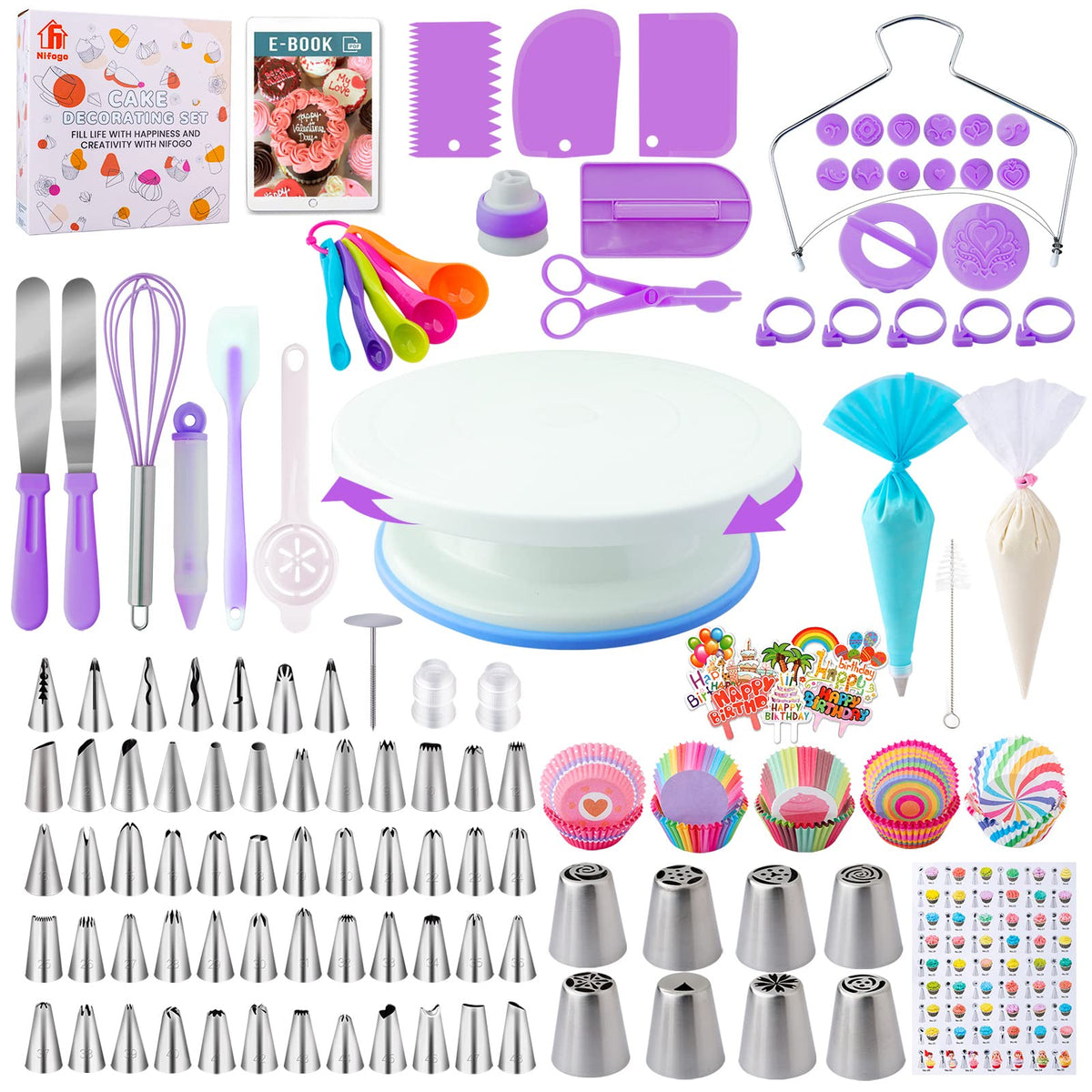 Nifogo kit-decoracion-tortas con torno giratorio para decorar con precisión.