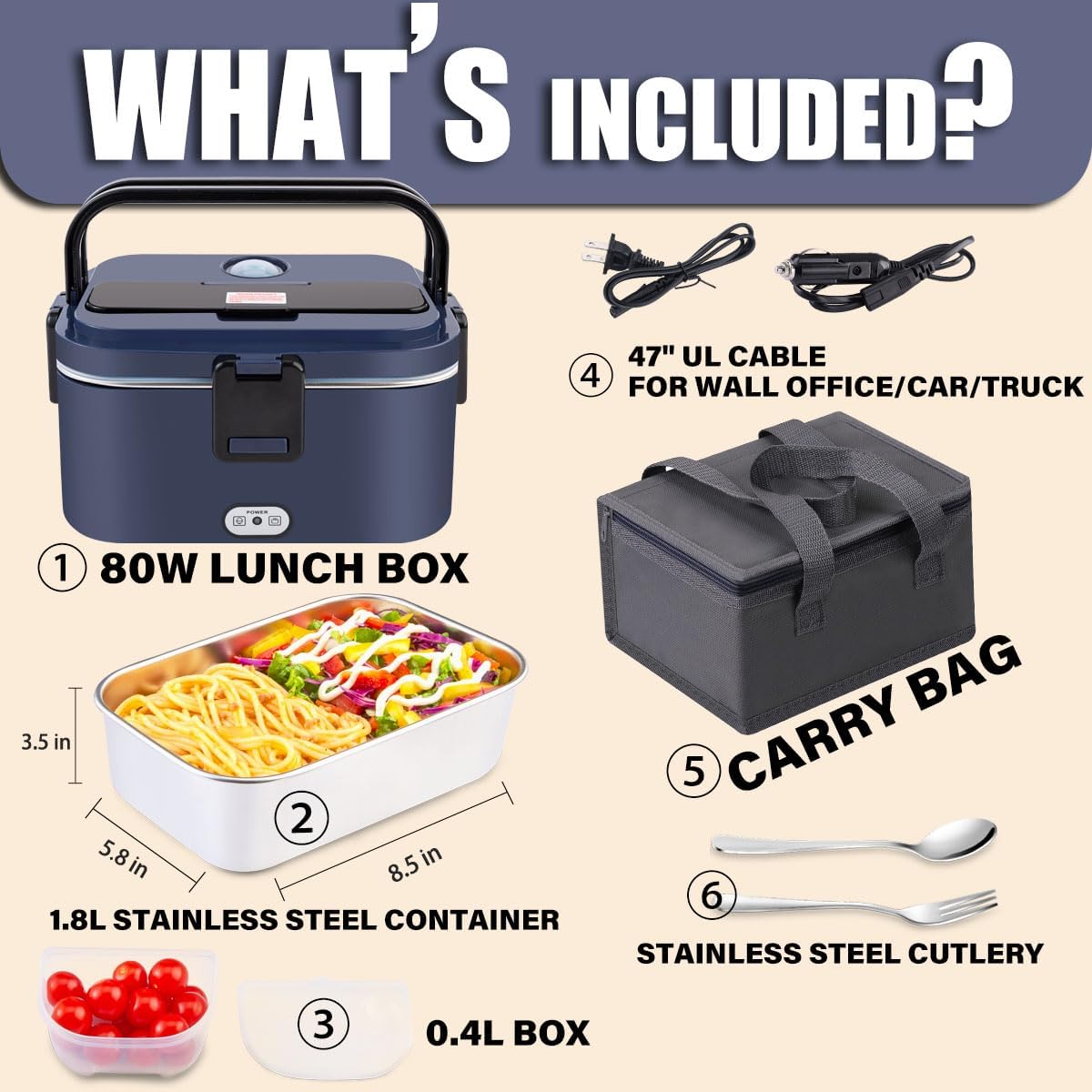 Nifogo lunchbox fácil de limpiar con interior removible
