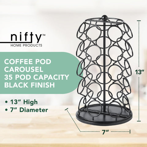 Nifty Solutions carrusel de cápsulas K, diseño moderno en negro.