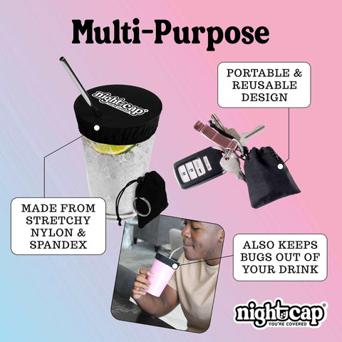 NightCap cubre-bebida para tazas y vasos, mantiene fuera polvo.