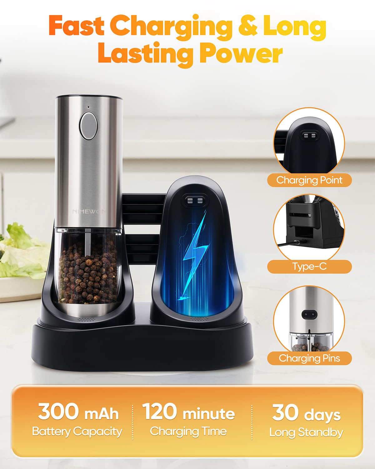 Acero inoxidable y ABS aptos para alimentos y acabado moderno
