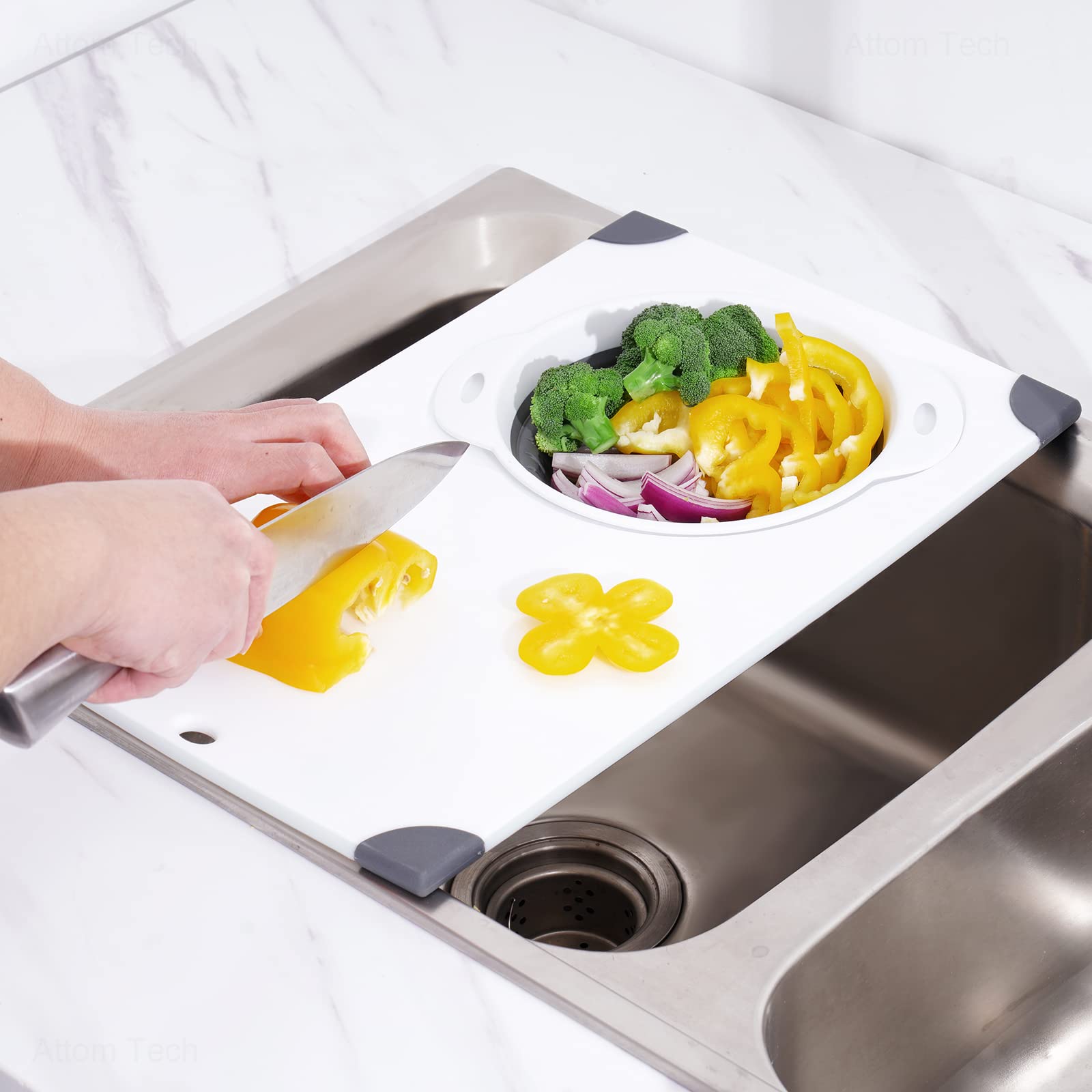 NiHome tabla sobre fregadero para cortar y enjuagar frutas y verduras.