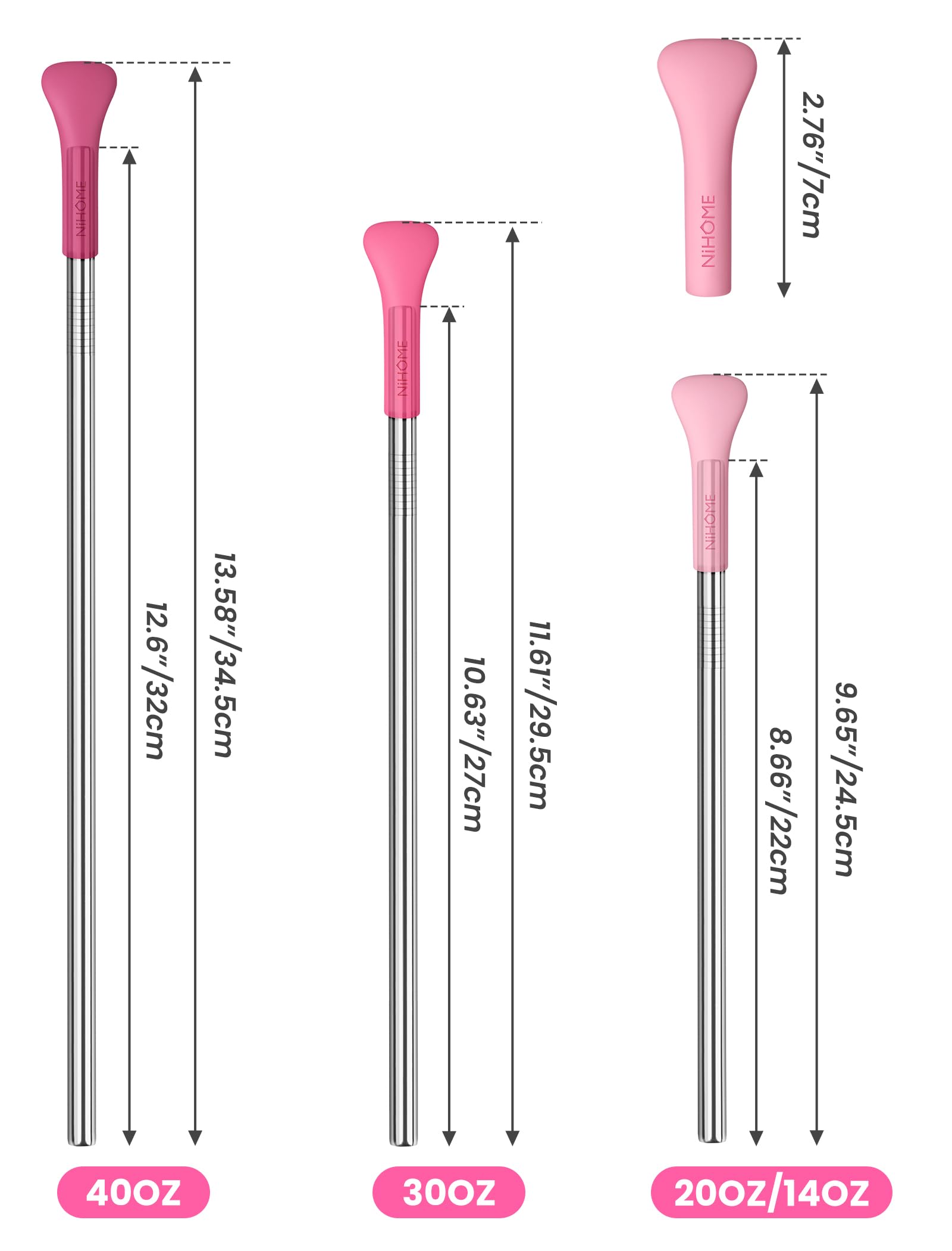 Bolsa NiHome rosa para transportar pajitas y accesorios.