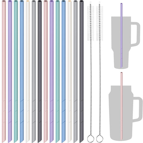 NiHome pajitas de silicona de 14 pulgadas para Stanley tumbler, aptas para vasos grandes