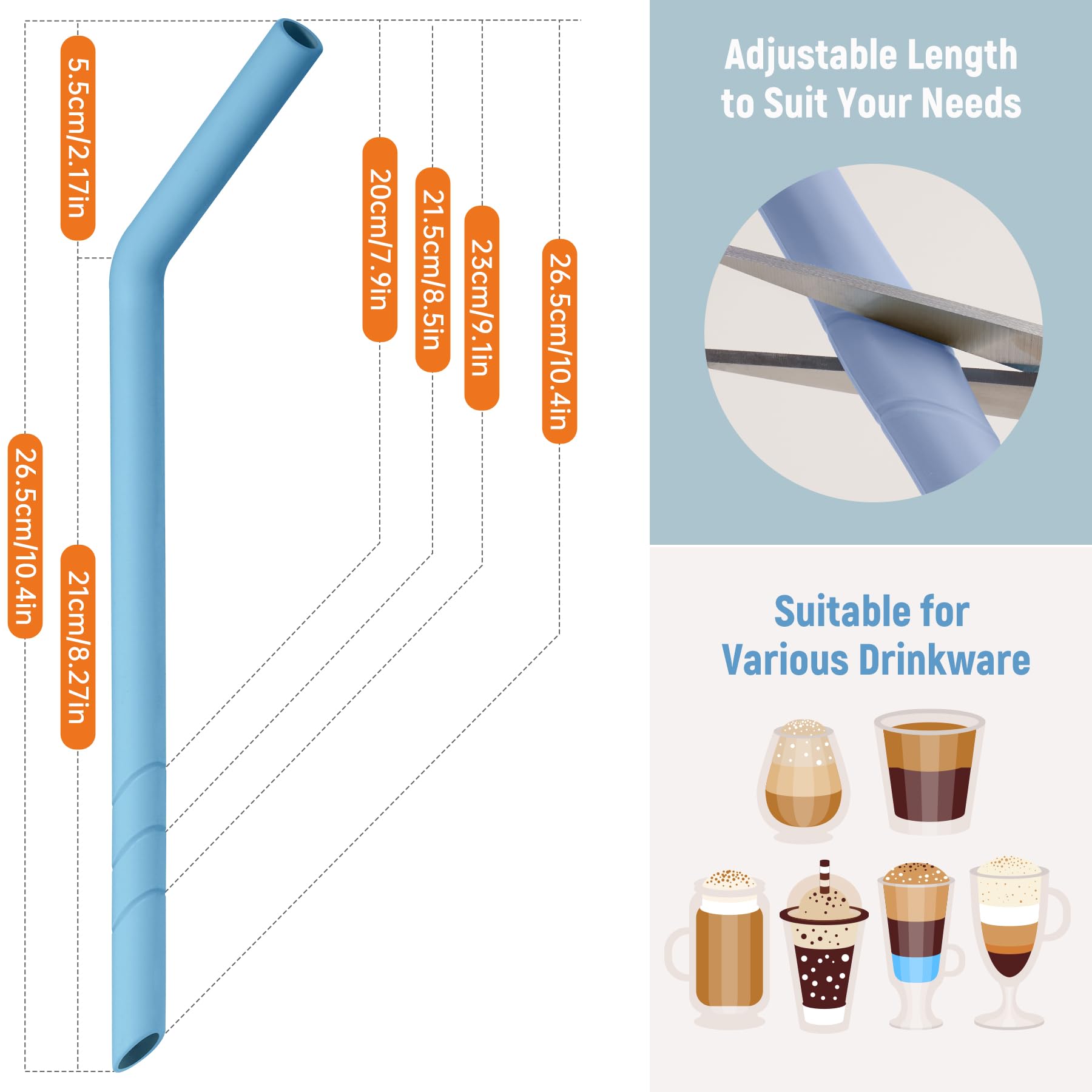 NiHome sorbetes silicona anchos, longitud ajustable para vasos