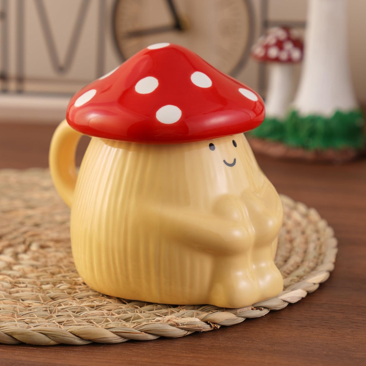 NiHome taza hongo cerámica roja para café en casa