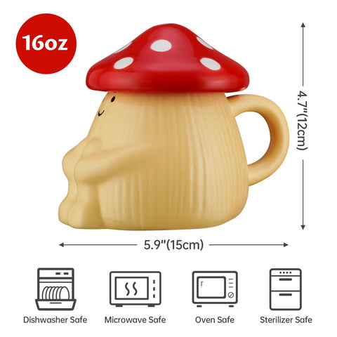 NiHome taza hongo cerámica roja con diseño divertido para desayunos