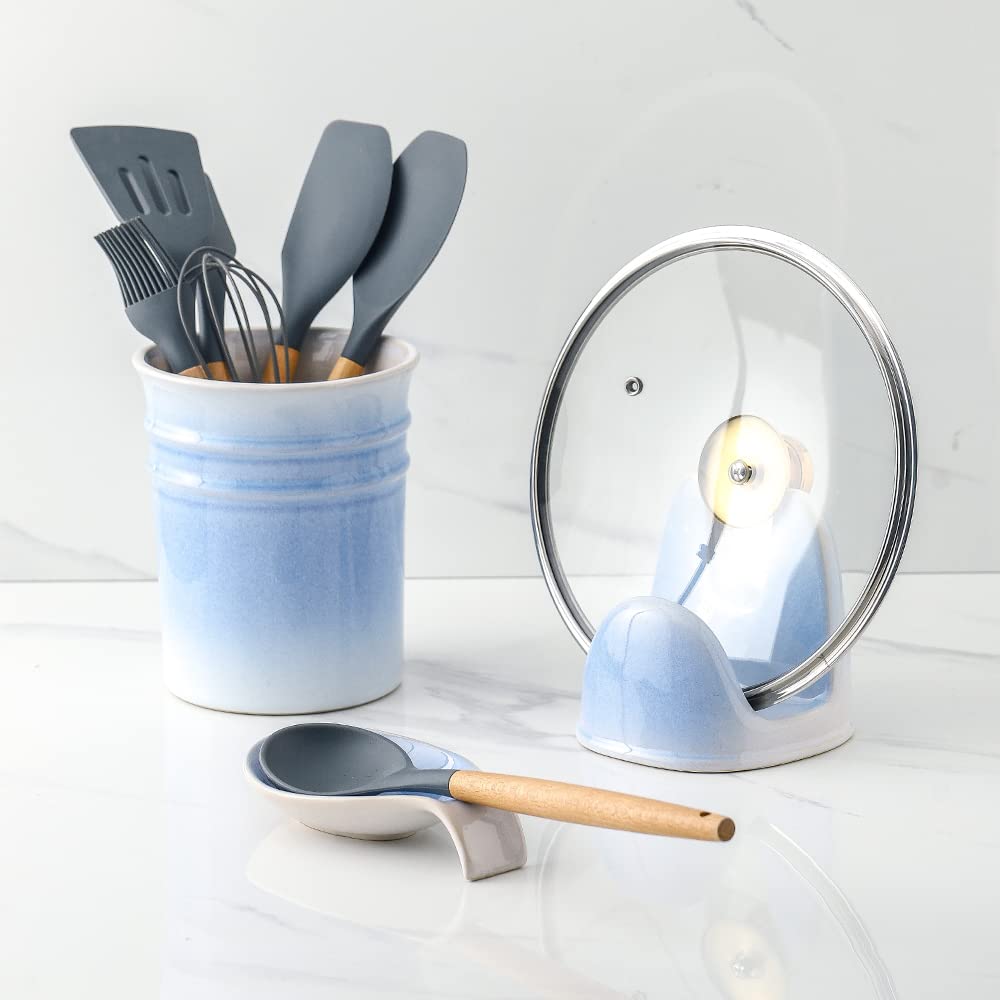 Nihow diseño elegante tapas ceramico, complemento ideal para cocinas blancas y azules.