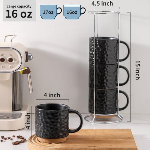 Taza Nihow con textura embossada y asa grande para un agarre cómodo.