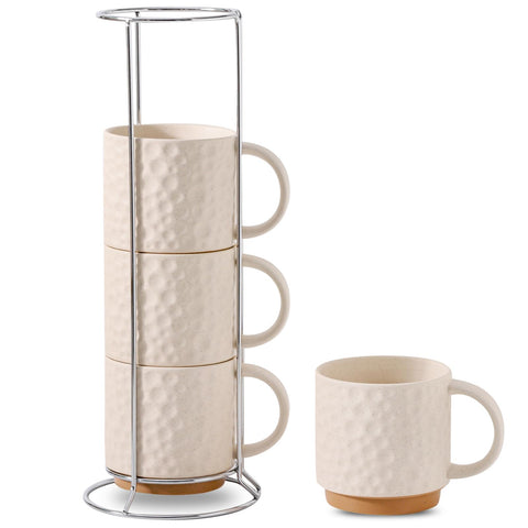 Nihow: conjunto de 4 tazas cerámicas visto de frente para ahorrar espacio.