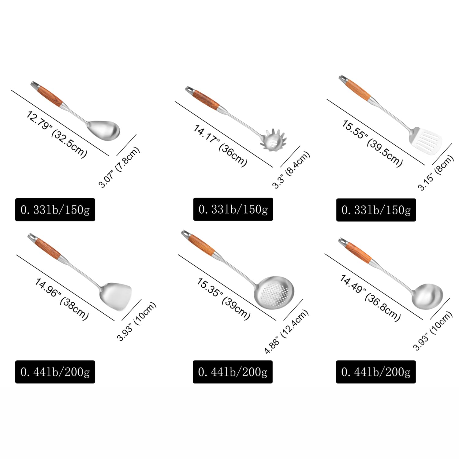 NIITAWH cuchara grande de cocina con mango de madera para remover porciones