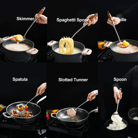 NIITAWH espátula de cocina con mango de madera para agarre cómodo