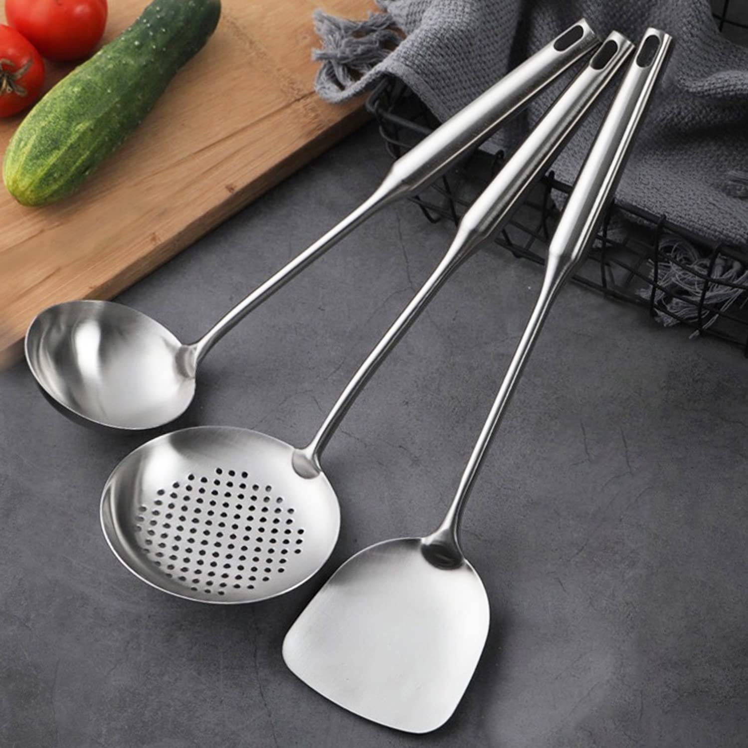 Espátula NIITAWH para wok de 14 pulgadas, salteados rápidos.