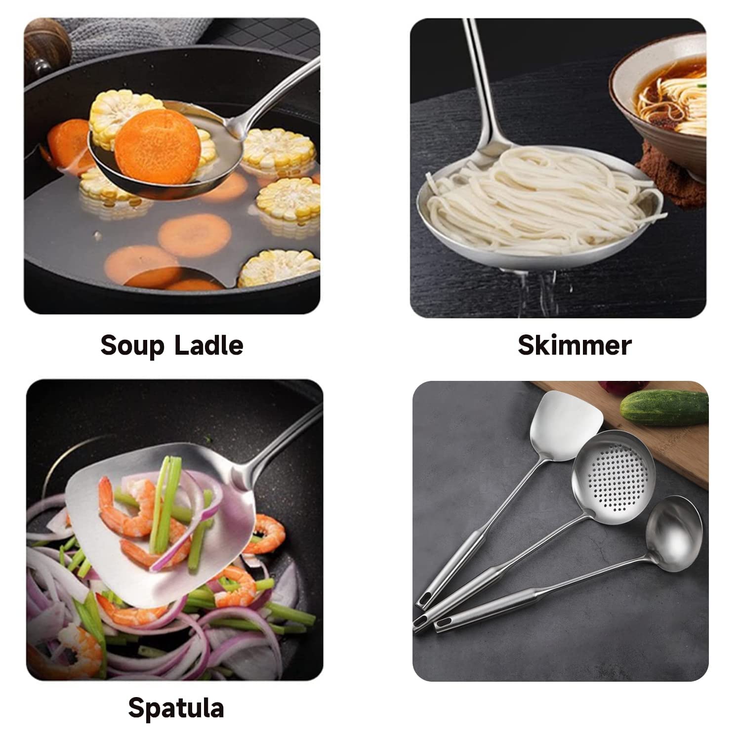 Espumadera NIITAWH para wok, ideal para freír y escurrir.