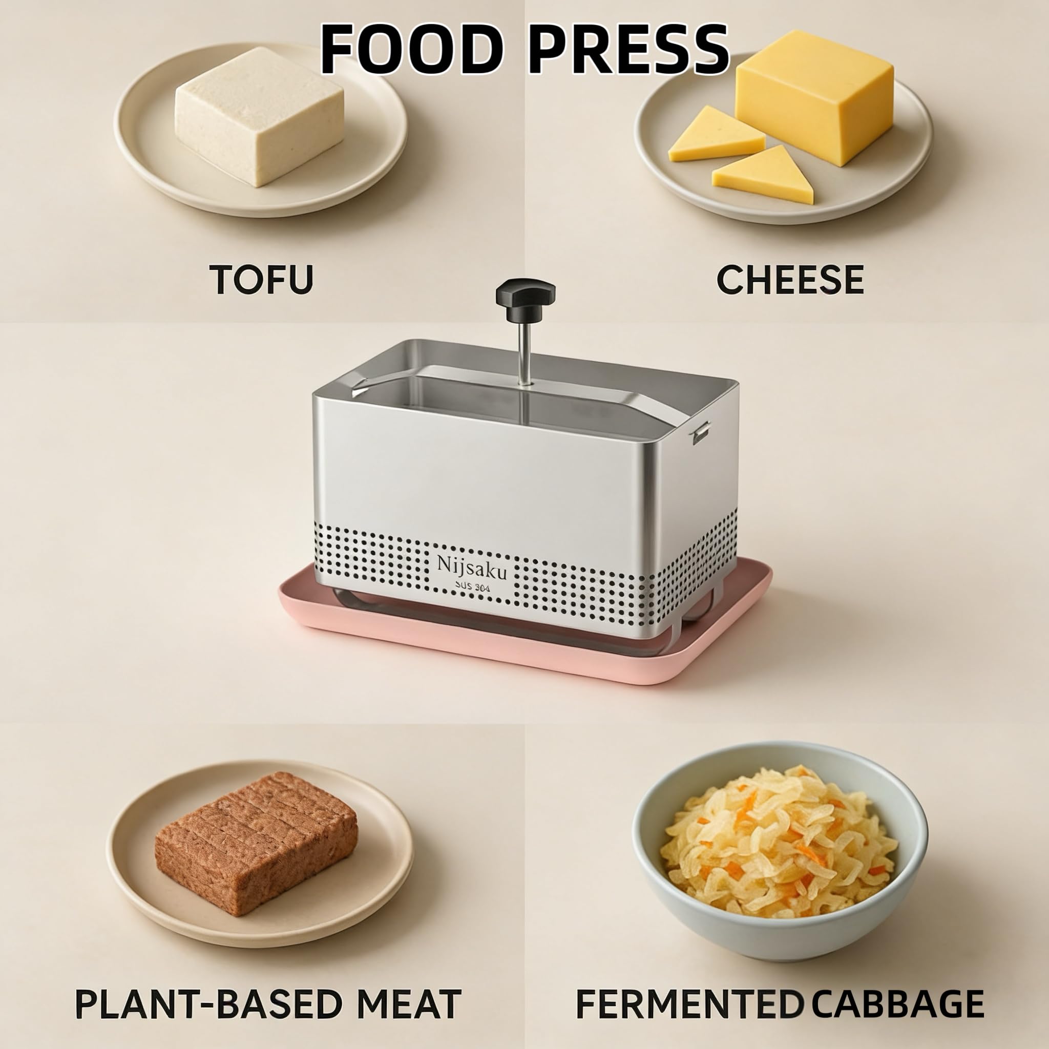 Prensa queso vegano Nijsaku para queso casero suave o firme.