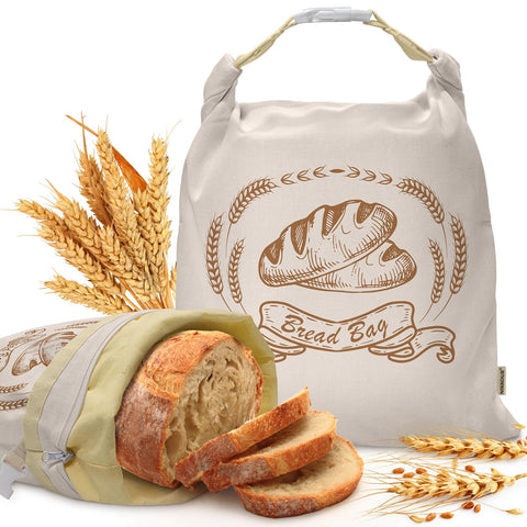 Bolsas NIKKOUR de lino con cera de abejas conservando pan casero