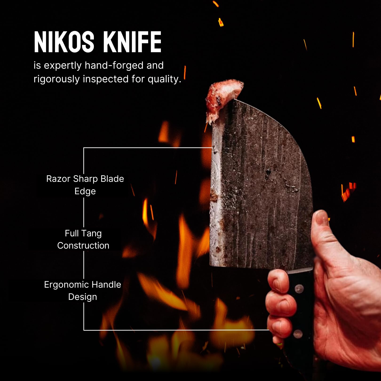 The Nikos Knife mango de madera ergonómico para mejor control