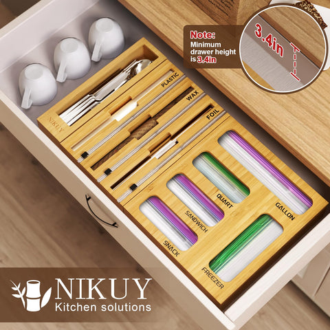 NIKUY organizador de cajón para bolsas y clips, ordena fácilmente