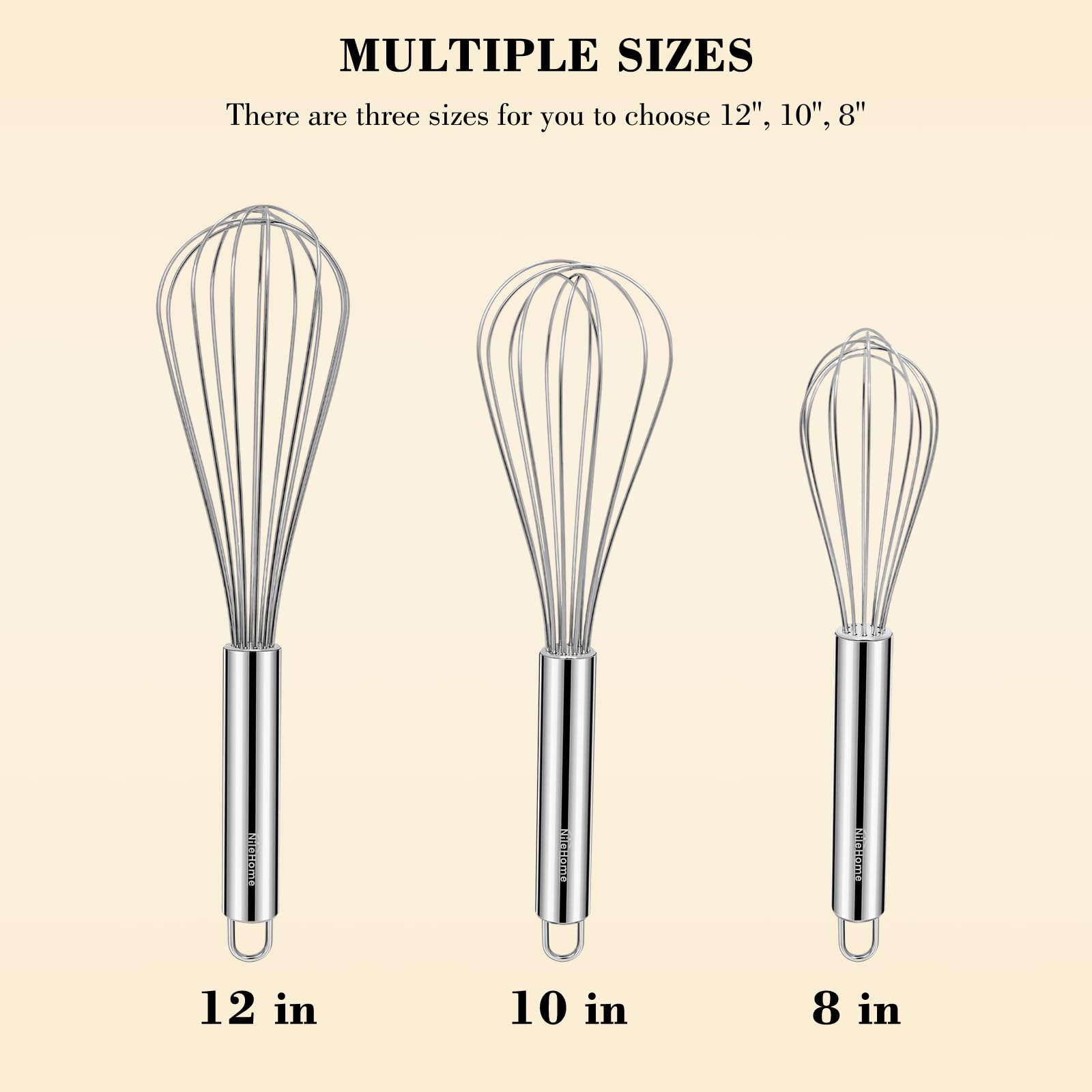 NileHome batidor inoxidable 10 pulgadas para mezclar ingredientes con fluidez
