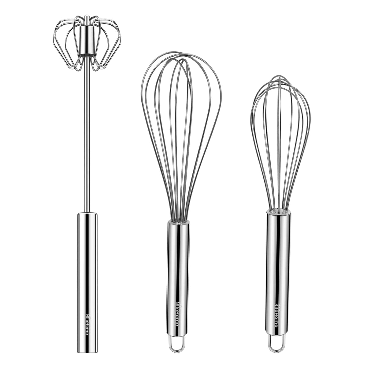 NileHome batidor de acero inoxidable 8 pulgadas, ideal para mezclas rápidas en casa.