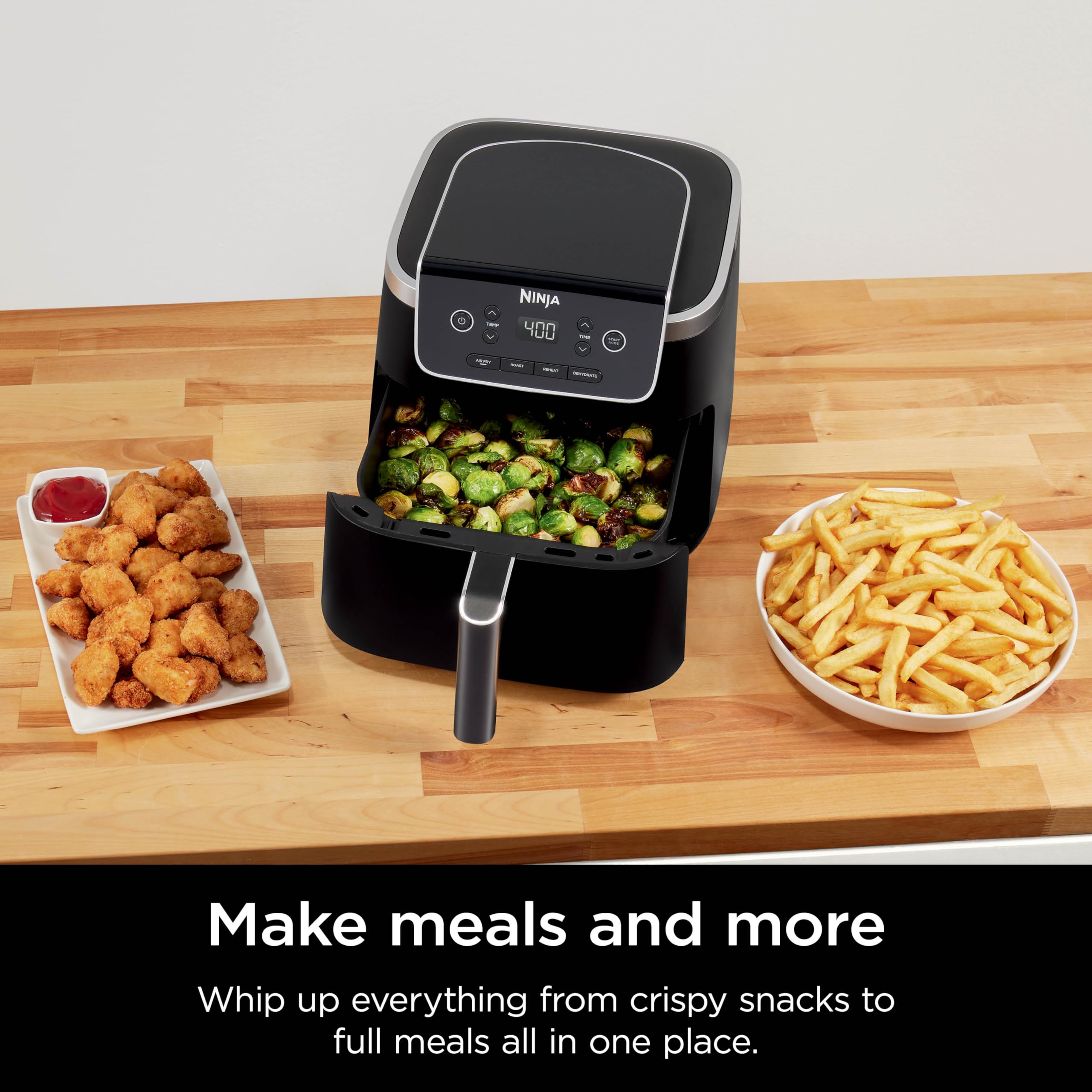 Ninja Air Fryer Pro diseño compacto que ahorra espacio en la cocina.
