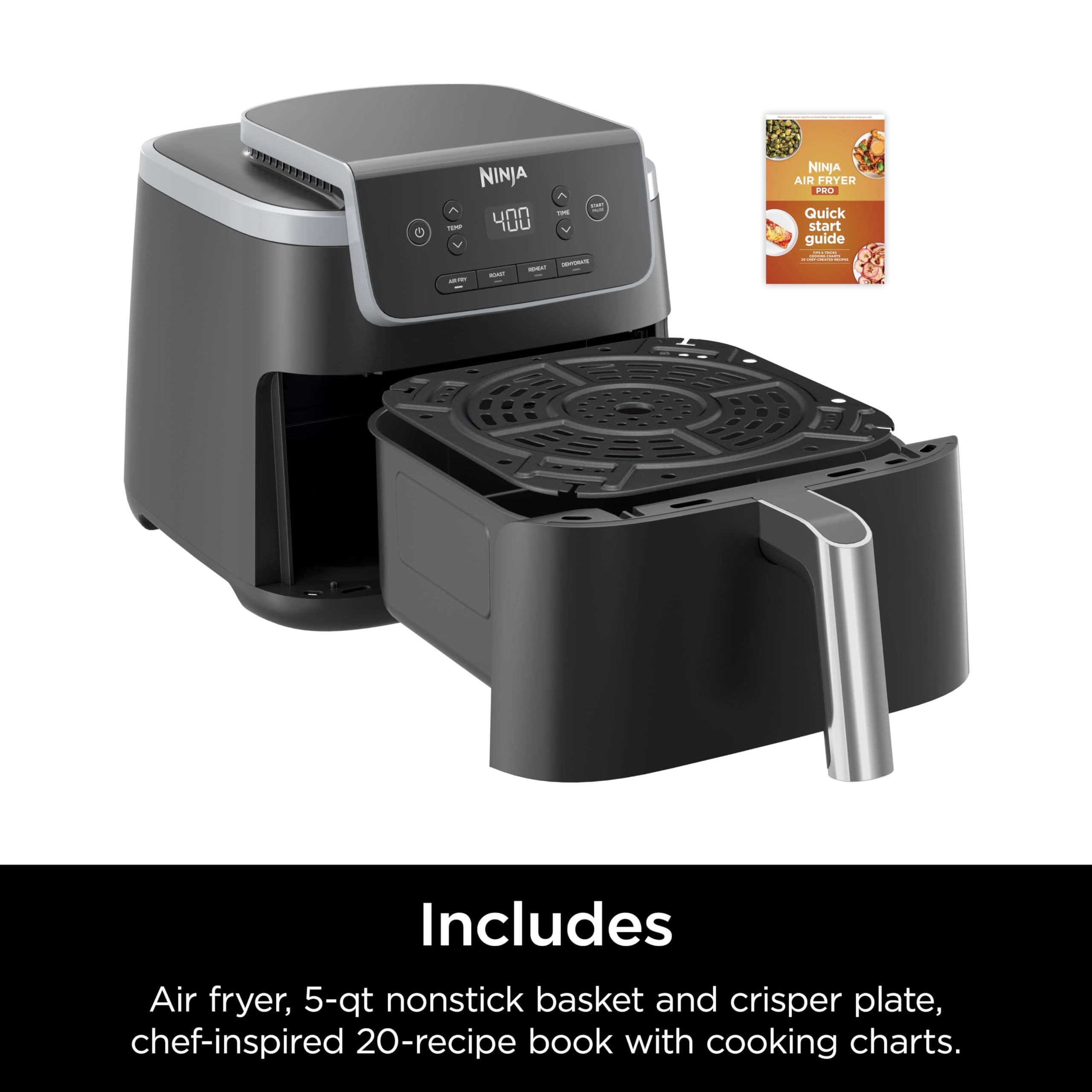 Ninja Air Fryer Pro piezas antiadhesivas facilitan la limpieza.